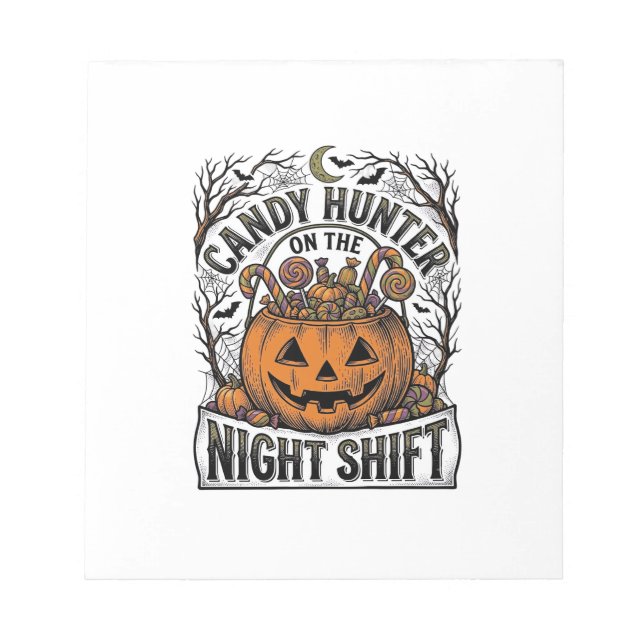 Pumpkin Candy Bucket Vintage Halloween Engraving D Notepad (Front)