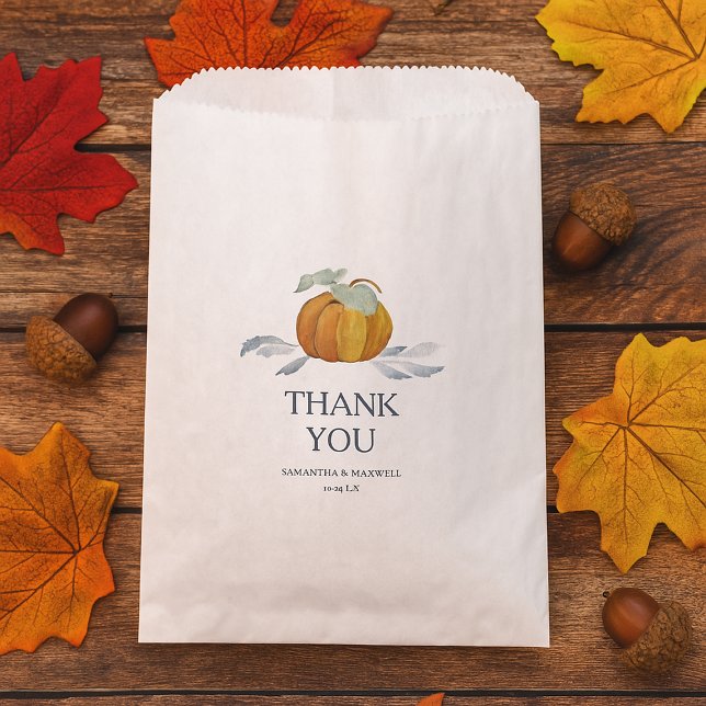 Pumpkin Candy Favour Bags (pumpkin themed treat bags features a watercolor orange pumpkin. )