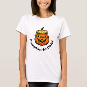 Pumpkin Caricature Resembling Donald Trump with “P T-Shirt