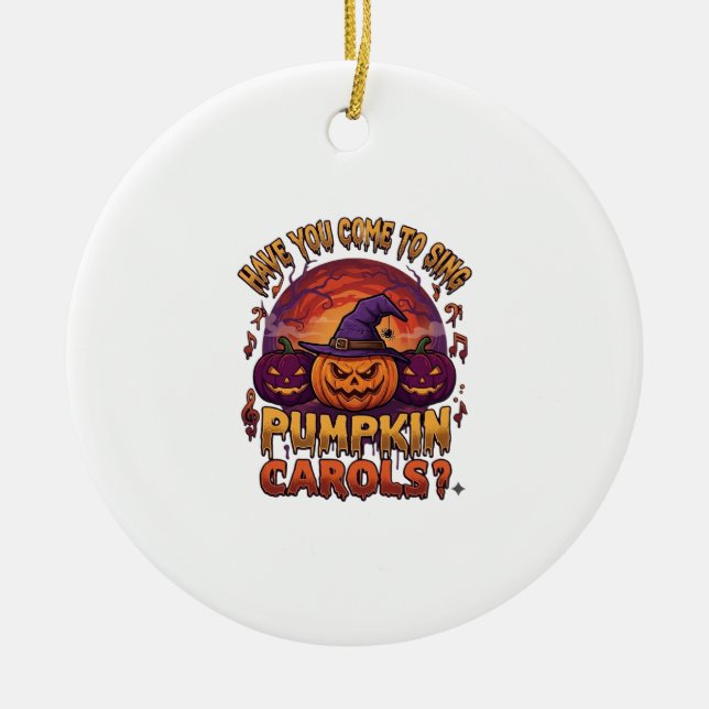 Pumpkin Carols Halloween Pumpkins Witch Hat Musica Ceramic Tree Decoration (Front)