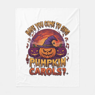 Pumpkin Carols Halloween Pumpkins Witch Hat Musica Fleece Blanket