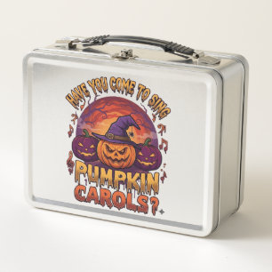 Pumpkin Carols Halloween Pumpkins Witch Hat Musica Metal Lunch Box
