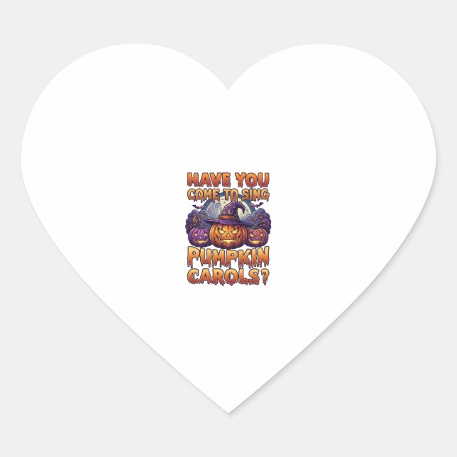 Pumpkin Carols Halloween Witch Hat Jack Lantern Ba Heart Sticker (Front)