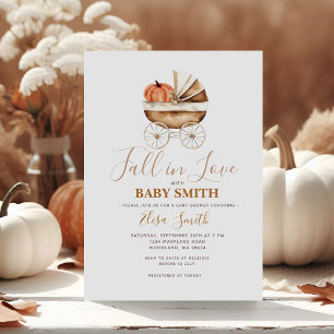 Pumpkin Carriage Fall In Love Autumn Baby Shower Invitation