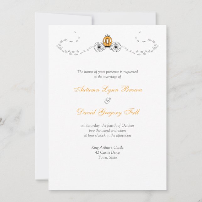 Pumpkin Carriage Fall Wedding Invitations (Front)