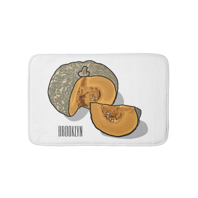 Pumpkin cartoon illustration  bath mat (Front)