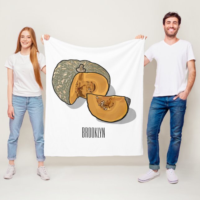 Pumpkin cartoon illustration  fleece blanket (In Situ)