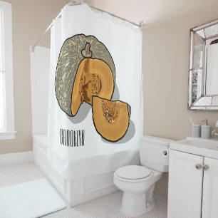 Pumpkin cartoon illustration shower curtain
