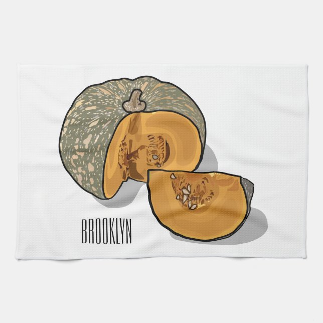 Pumpkin cartoon illustration  tea towel (Horizontal)