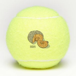 Pumpkin cartoon illustration tennis balls