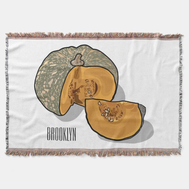 Pumpkin cartoon illustration  throw blanket (Front)