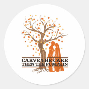 Pumpkin Carver & Wedding Cake For Bride & Classic Round Sticker