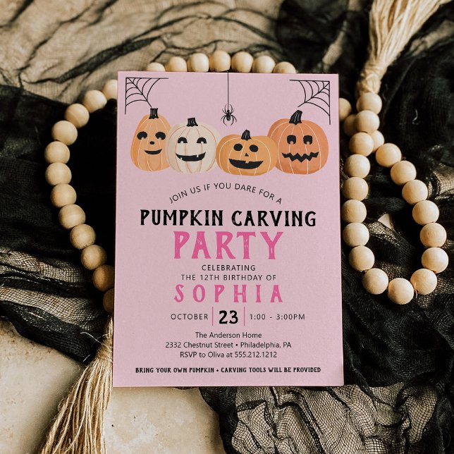 Pumpkin Carving Birthday Party Halloween Invitatio Invitation (Creator Uploaded)