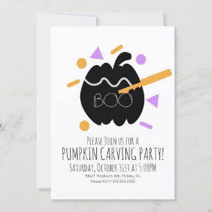 Pumpkin Carving Black Pumpkin Confetti Sprinkles I Invitation