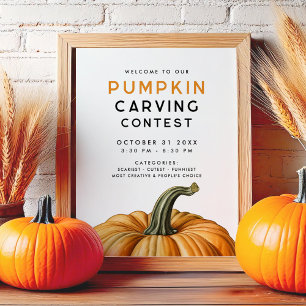 Pumpkin carving contest Halloween party  Poster