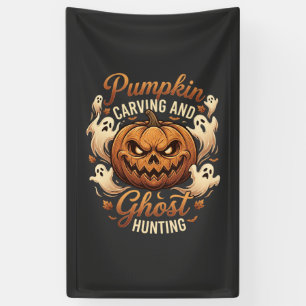 Pumpkin Carving Ghost Hunting Halloween Scary Flyi Banner