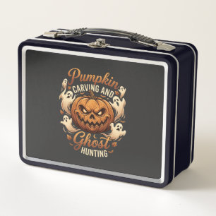 Pumpkin Carving Ghost Hunting Halloween Scary Flyi Metal Lunch Box