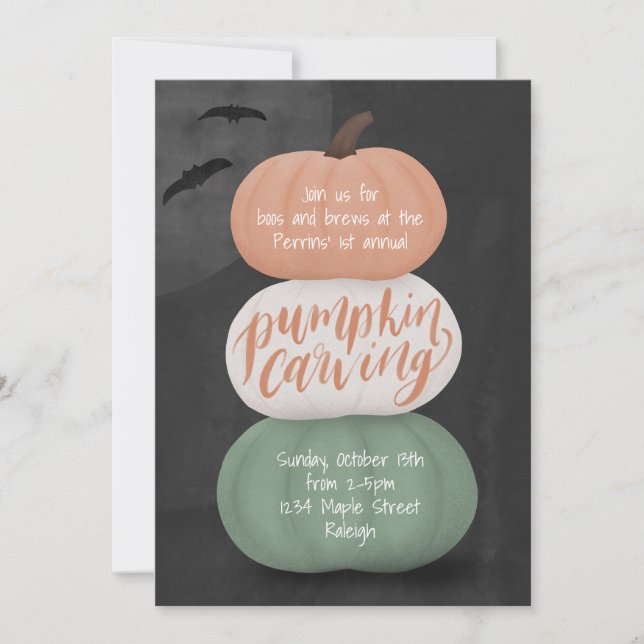 Pumpkin Carving Halloween Invitation (Front)