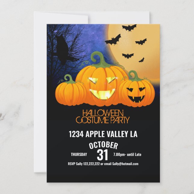 pumpkin carving halloween party disco invitation (Front)