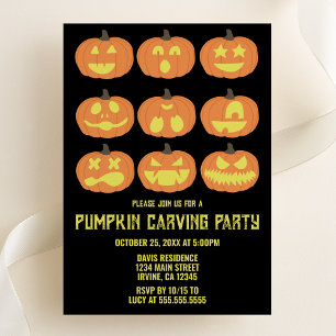 Pumpkin Carving Halloween Party Invitation