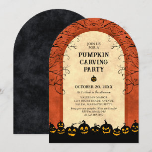 Pumpkin Carving Halloween Party Invitation