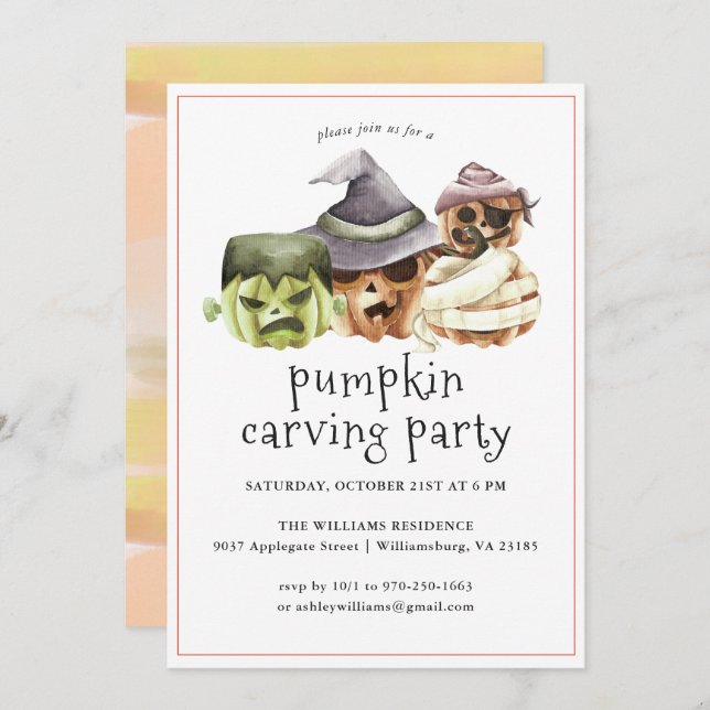 Pumpkin Carving | Halloween Party Invitation (Front/Back)