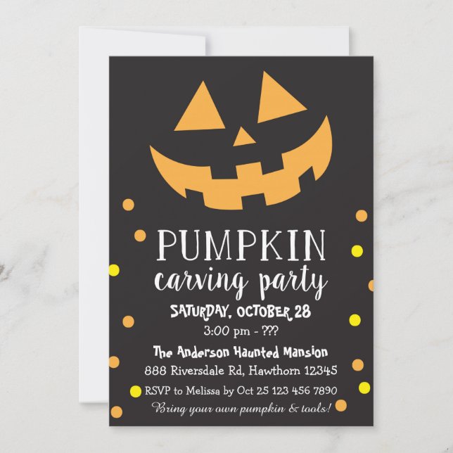 Pumpkin Carving Invitation, Halloween Party Invite (Front)