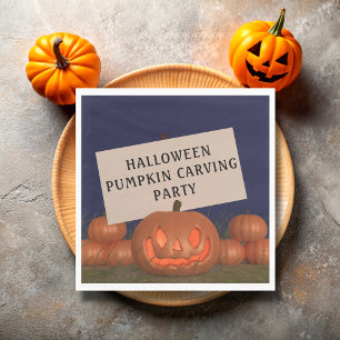 Pumpkin Carving Jack O Lantern Halloween Napkins