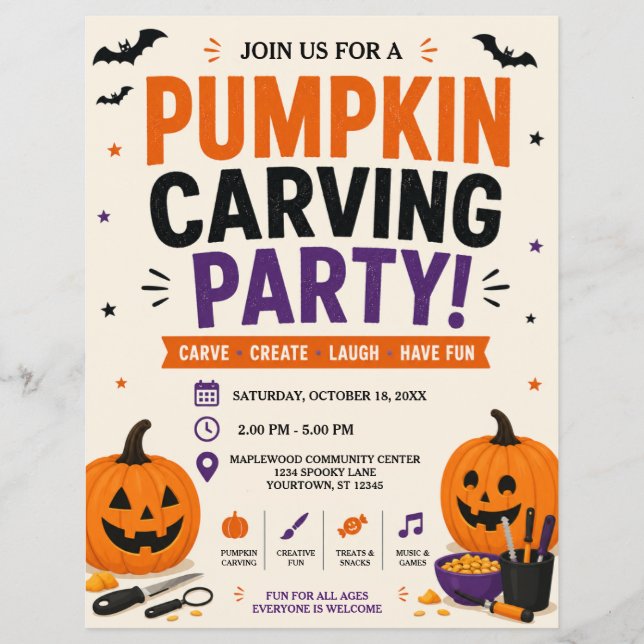 Pumpkin Carving Party Flyer (Front)