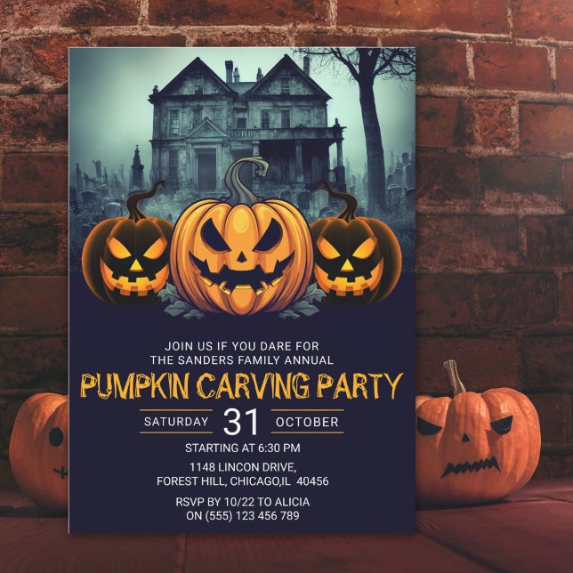 Pumpkin Carving Party Fun Halloween Invitation (Creator Uploaded)