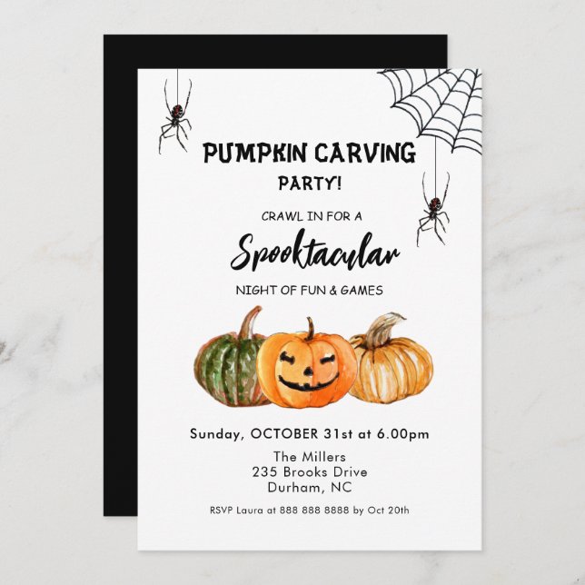 Pumpkin Carving Party Halloween Invitation (Front/Back)