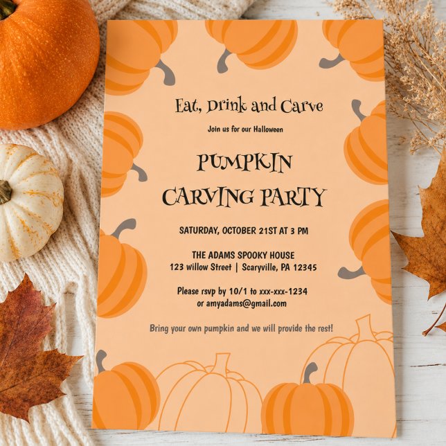 Pumpkin Carving Party Halloween Invitation (Creator Uploaded)