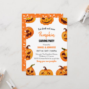 Pumpkin carving party halloween Jack O Lantern Invitation