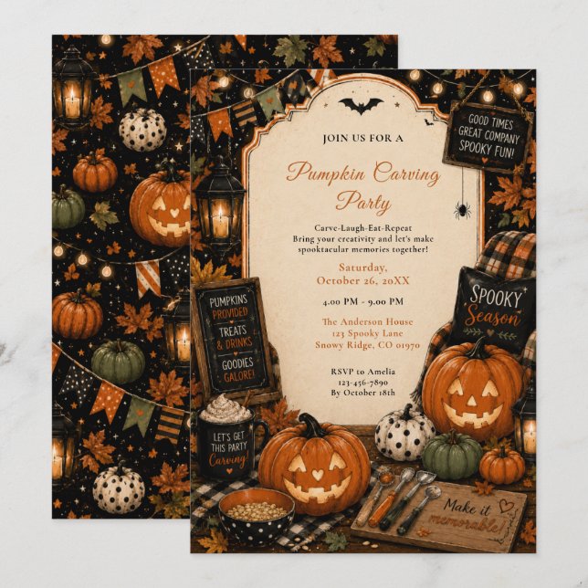 Pumpkin Carving Party Invitation (Front/Back)