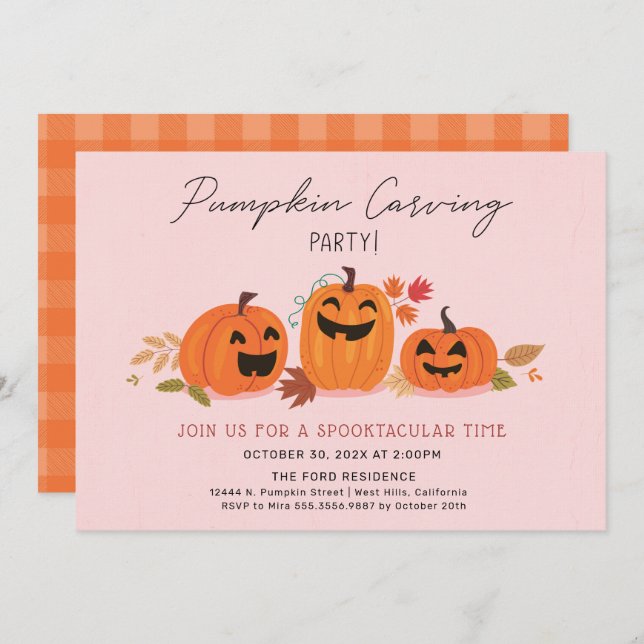 Pumpkin Carving Party Invitation Halloween (Front/Back)