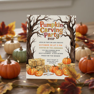 Pumpkin Carving Party Invitation Halloween BYOP
