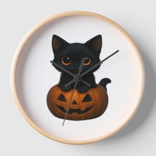 Pumpkin Cat – Cute Spooky Halloween Shirt for Cat  Clock