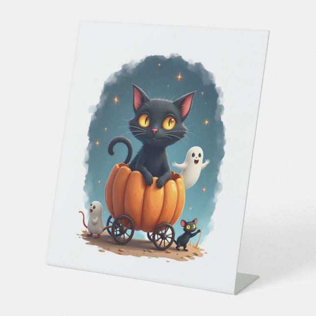 Pumpkin Cat Express Pedestal Sign (Front)