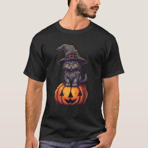 pumpkin cat halloween black cat mens costume girls T-Shirt