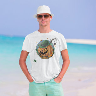 Pumpkin Catches Spider for Halloween T-Shirt