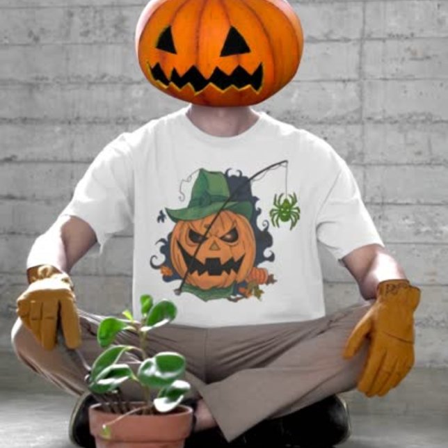 Pumpkin Catches Spider for Halloween T-Shirt (Creator Uploaded)