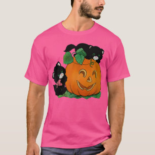 Pumpkin Cats Carved Jack O Lantern Cat Halloween C T-Shirt