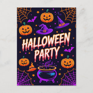 Pumpkin Cauldron Halloween Party Invite Postcard