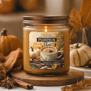 Pumpkin Chai Autumn Candle Label Cosy Fall Coffee