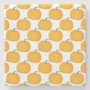 Pumpkin Charm: Vintage Hand-Drawn Pattern. Stone Coaster