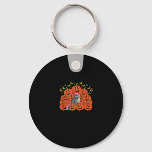Pumpkin Chartreux Cat Halloween Kitten Jack O Lant Key Ring