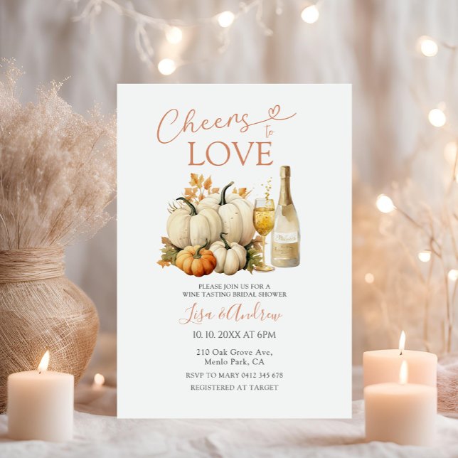 Pumpkin Cheers to Love Wine Bridal Shower  Invitation (Creator Uploaded)