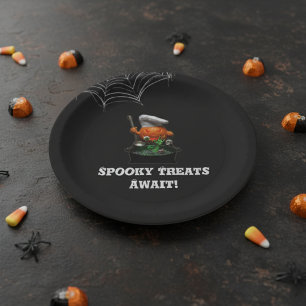 Pumpkin Chef Halloween Party – Spooky Cauldron Paper Plate