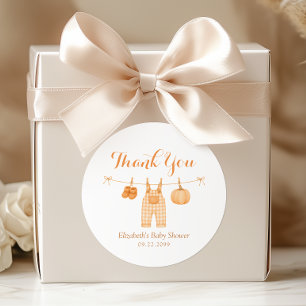 Pumpkin Clothesline Fall Baby Shower Thank You Classic Round Sticker
