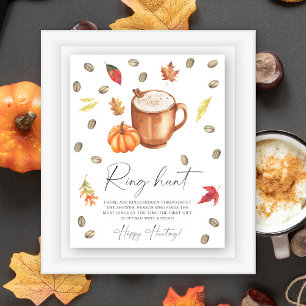 Pumpkin Coffee Bridal shower Ring hunt game Poster